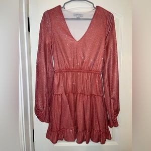 Pink sparkly long sleeve dress